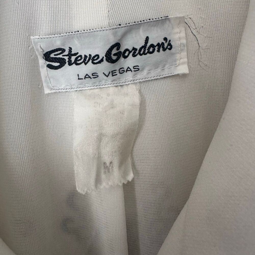 Vintage Steve Gordon Las Vegas Embroidered Crown White Western Shirt Jacket M - Picture 3 of 6
